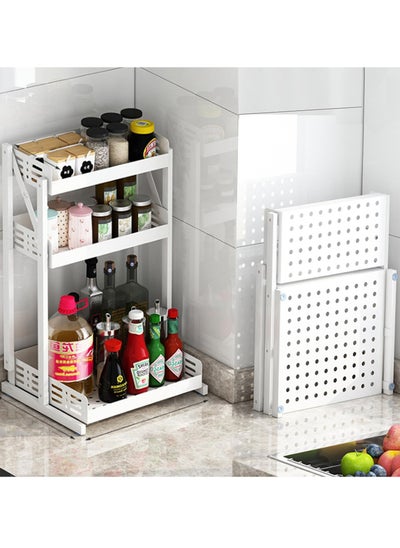 اشتري Tycom Pull Out Spice Rack Organizer For Countertop and Cabinet,Standing Shelf Jars Storage Holder, Foldable Seasoning Shelf Organizer for Kitchen Storage,3 Layer White. في الامارات