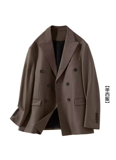 اشتري 2024 Spring Summer Casual Mens Blazer Single-Breasted Suit JacketBrown Brown في الامارات