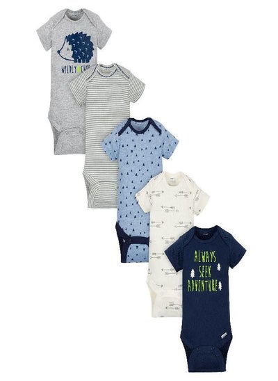 Buy Gerber Baby Boys 5-Pack Short Sleeve Variety Onesies Bodysuits Hedgehog 3-6 Months in UAE