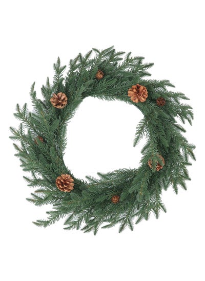 Buy Bianca Wreath with Pine Cones, Green & Brown – 50 cms in UAE