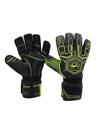اشتري Pro Goalkeeper Gloves with Finger Protection (Size 7-12, Level 5) 4+3mm EXT Contact Grip Maximum Grip, Protection & Comfort Goalkeeper Gloves Men's Adult Boys في السعودية