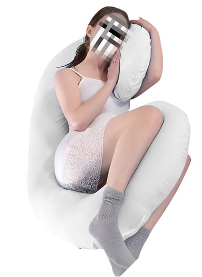 Buy Pregnancy Pillow White Cotton Microfiber Blend Filling 120x80 cm in Saudi Arabia