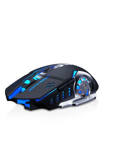 Buy Charging Mute Wireless Mouse Gaming Business Luminous Mechanical Mouse Q13 Dual Mode Technology Black in Saudi Arabia