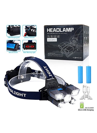 Buy Headlamp,Ultra Bright 21 LED Headlight Flashlight with Power Indicator,12000 Lumen USB Rechargeable Headlamps Waterproof Work Light, 9 Modes Head Lamp for Outdoor Camping Hunting Fishing Hiking Biking in UAE