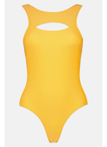 اشتري Women Plain Padded One Piece Swimsuit, Orange في الامارات