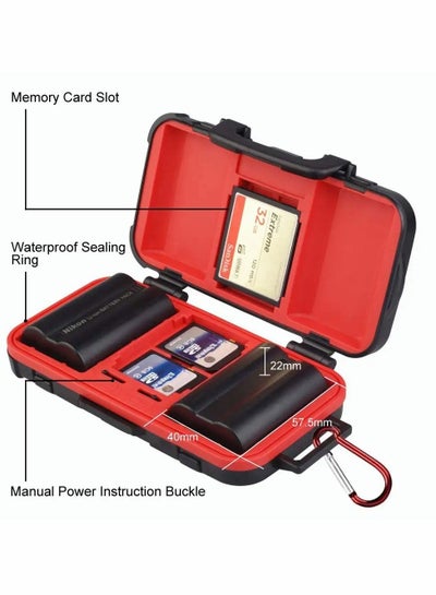 اشتري Camera Battery Memory Card Case, Memory Card Hard Protector Case Professional Water-Resistant Anti-Shock Camera Battery Card Storage Box for 2 Camera Batteries 4 SD Cards 2 CF Cards 8 TF Cards في السعودية