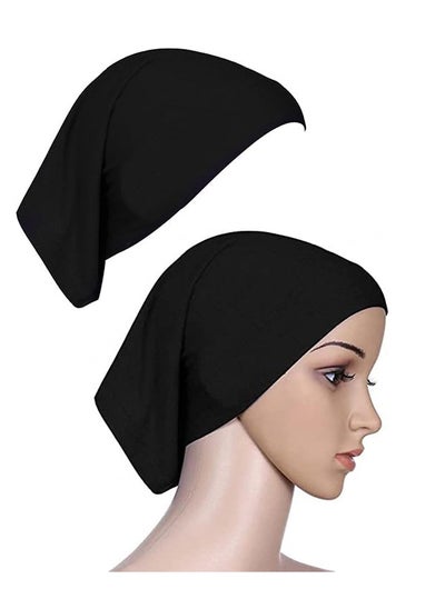 اشتري 2 Packs Women Hijab Undercap Cotton Tube Cap Hijab Breathable Hijab Cap Underscarf Hijab Scarf for Women Muslim Headscarf Headwrap Black في السعودية