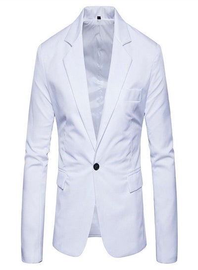 Buy Men's Korean Slim Solid Suit White in Saudi Arabia