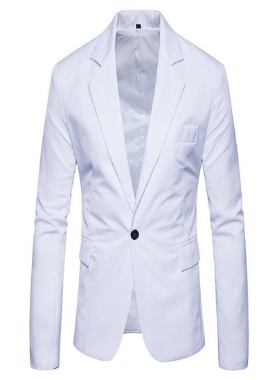 Buy Men's Korean Slim Solid Suit White in Saudi Arabia