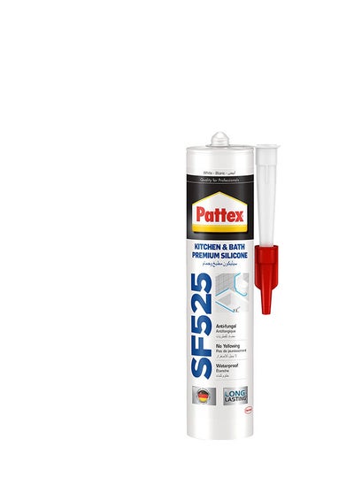 Buy Pattex Sf525 Kitchen And Bath Premium Silicone Sealant, Mould Resistant, Ideal For Showers, Toilets And Tiles, Easy Bathroom Sealant And Kitchen Sealant, 1X280ML Cartridge in UAE