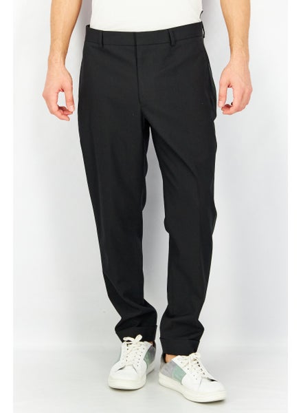 Buy Men Regular Fit Solid Suit Pants, Black in Saudi Arabia