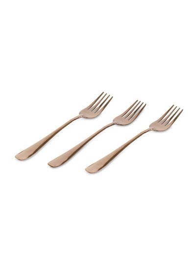 Buy Melamine Table Fork Set, Rose Gold - Set Of 3, 19.5 Cm in UAE