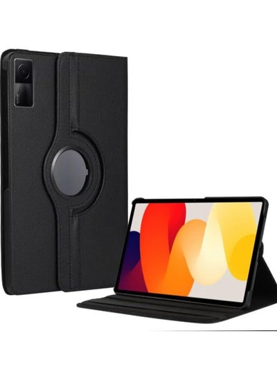 Buy Redmi Pad SE 11 inch 2023 Tablet case for Protector Pebbled Rotating 360 Solid Color Protective Case Holster (Black) in Saudi Arabia