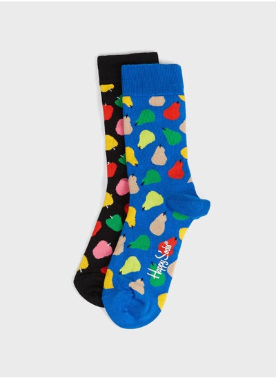 Buy 2 Pack Fruits Print Crew Socks in UAE