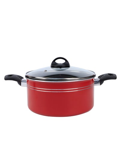 Buy KITCHENMARK Nonstick Aluminium Casserole with Glass Lid Cooking Pot 22cm in UAE