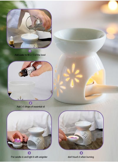 Buy Essential Oil Candle Warmers, Ceramic Tealight Holder,Aroma Oil Burner, Womdee Oil Burner Aromatherapy Oil Warmer Home Bedroom Decoration in UAE