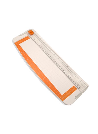 اشتري Small Paper Cutter for A4 Paper Trimmer with Foldable Ruler Portable Guillotine Paper Cutter for Craft A4 A5 Photo Label Card Scrapbook Cutting Tools White/Orange في الامارات