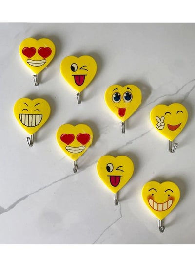 Buy Hooks Wall Mounted With Plastic Emoji Face Design And Self Adhesive Set Of 4 Pieces in Egypt