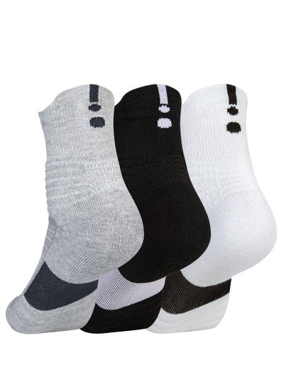 Buy Basketball Socks, Men's Sports Socks Thickened Mid Tube Badminton Socks Running Socks Outdoor Elite Socks, Sweat Absorbing Non-Slip Basketball Socks for Teens and Adults (3 Pairs) in Saudi Arabia