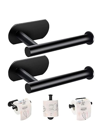 Buy Toilet Paper Holder Self Adhesive Bathroom Paper Towel Roll Holder Wall Mount, SUS 304 Stainless Steel(Black-2pcs) in Saudi Arabia