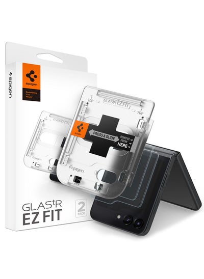 اشتري Glastr Ez Fit Samsung Galaxy Flip 5 Screen Protector Tempered Glass for Outer Front Screen - [2 Pack] في الامارات