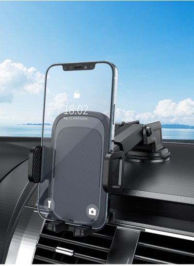 Buy Universal Suction Cup Car Phone Mount For Dashboard Windshield Mobile Holder Car With Heat Resistant Strong Suction Cup Car Phone Mount Compatible With iPhone 15 14 13 Black in Saudi Arabia