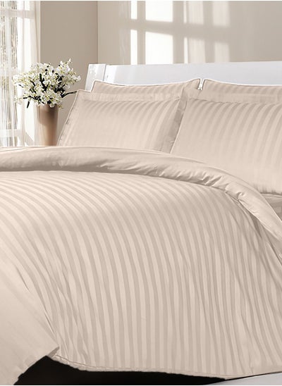 Buy Beige Complete Duvet Cover Set For King Size Bed With Fitted Sheet in UAE