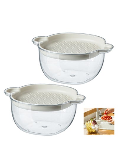 اشتري 24L Large Kitchen Strainer Colander Bowl Set, Double-Layer Plastic Vegetable Washing Basket, Bowls For Cleaning Washing Mixing, Detachable on Clearance, 2 Pack في السعودية