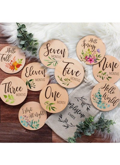 Buy Beautiful Baby Monthly Milestone Cards The Perfect Newborn Photography Props To Document Your Baby´S Growth 10 Reversible Wooden Circles/Discs Incl. Announcement & Hello World Sign in Saudi Arabia