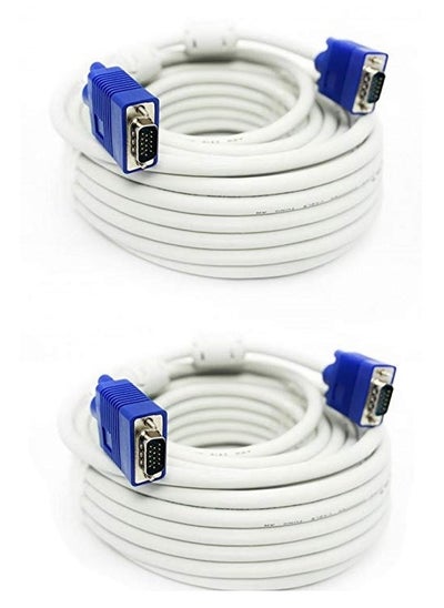 اشتري Pack Of 2 VGA CABLE 15 METER (MALE/MALE) WHITE COLOR في السعودية