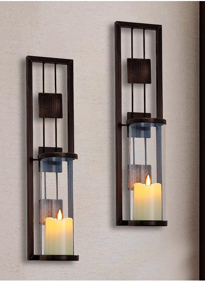 Buy Wall Sconce Candle Holder Metal Wall Decorations for Living Room, Bathroom, Dining Room, Set of 2 in Saudi Arabia