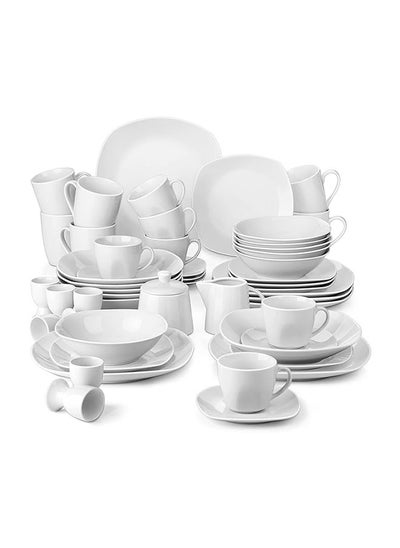 Buy Square Dinnerware Sets  50Piece Porcelain Gray White Dishes With Plates And Bowls Set  Cups And Saucers  Coffee Mugs  Egg Cups  Sugar Pot And Milk Pot  Dish Set For 6  Series Elisa in Egypt