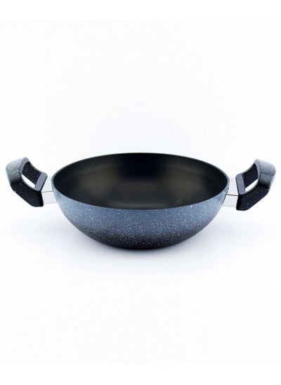 Buy Granite deep frying pan with non-stick coating grey color 26 cm in Saudi Arabia