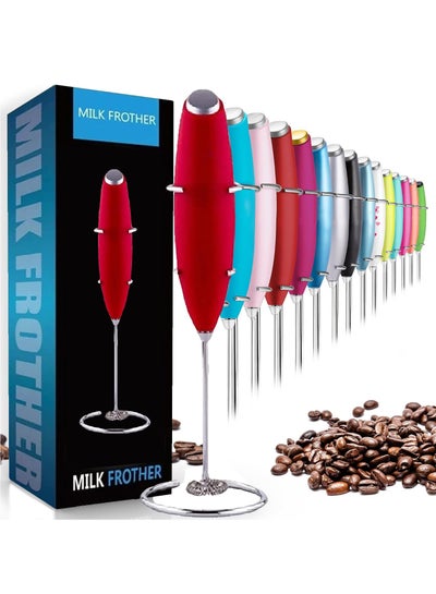 Buy Milk Frother Handheld With a special stainless steel holder, Foam Maker for Lattes, Whisk Drink Mixer for Coffee, Mini Foamer for Cappuccino, Frappe, Matcha And Hot Chocolate in UAE