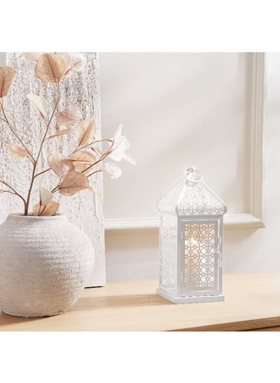 Buy Aayat Metal Lantern 11X11X28Cm- White in UAE