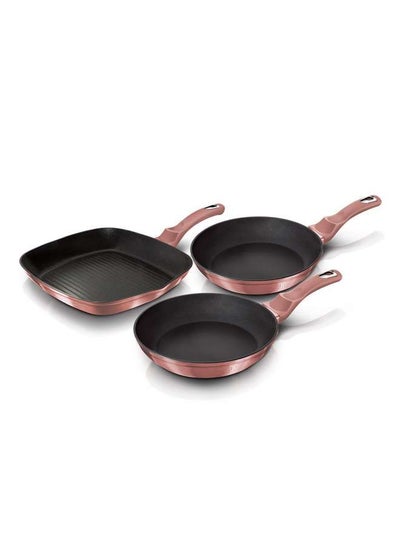 Buy Aluminium 3 Pieces Frypan Set, I-Rose Collection, Pink, Hungary in UAE