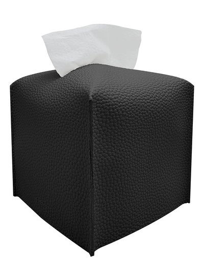 اشتري Tissue Box Cover, Decorative PU Leather Tissue Box Holder, Modern Square Tissue Box Organizer for Bathroom Vanity Countertop, Nightstand, Bedroom Dresser, Office Desk, Car (Black) في السعودية