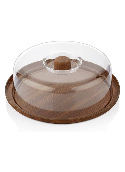 اشتري EVELIN Round Bread & Cake Serving Box Container With Lid Cake Server Storage Keeper Tray with See-Through. (Without Lid) (SERVING TRAY WITH COVER) في الامارات