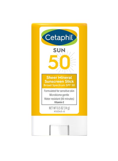اشتري CETAPHIL Sheer Mineral Sunscreen Stick for Face & Body , 0.5oz , 100% Mineral Sunscreen: Zinc Oxide & Titanium Dioxide , Broad Spectrum SPF 50 , For في السعودية