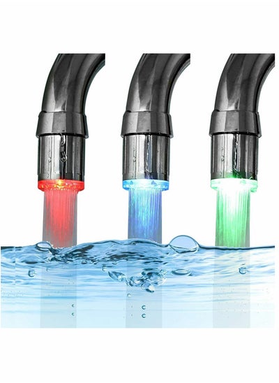 Buy LED Color Change Faucet, Temperature Controlled Tricolor Tap, 3-Color Temperature Sensitive Gradient LED Water Faucet Light Water Stream Color Changing Faucet Tap Sink Faucet For Kitchen and Bathroom in Saudi Arabia