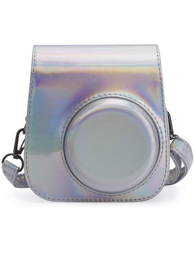 اشتري PU Leather Camera Case Compatible For Fujifilm Instax Mini 11 Instant Camera with Adjustable Strap and Pocket Magic Silver في السعودية