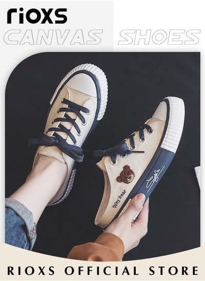 Buy Women's Casual Canvas Low Top Sneakers Classic Lace Up Lightweight Shoes Fashion Breathable Flat Shoes in UAE