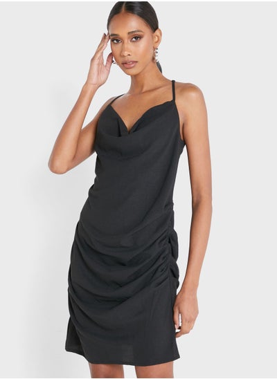 Buy Strappy Cowl Neck Ruched Dress in Saudi Arabia