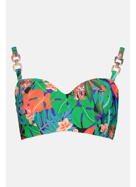 Buy Women Fuller Bust Underwired Padded Bikini Top, Green Combo in UAE