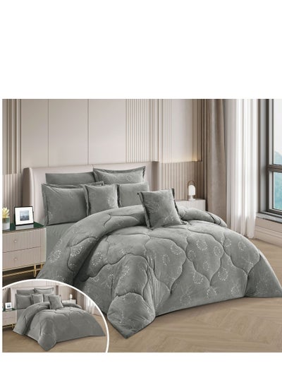 Buy 8 Piece King Size comforter Set Soft Fabric Comforter Set For Bedroom Includes Comforter Bedsheet Pillow Sham Pillow Case & Cushion in UAE