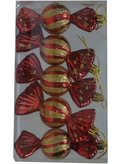 اشتري Christmas Decorative Bonbon Set 6 Pieces Red and Gold في مصر