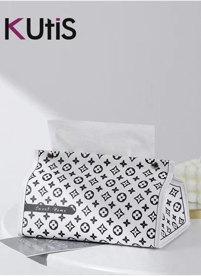 اشتري 1 piece Leather Classic Print Tissue Storage Box 17.5 x 11.5 x 12.5 Centimeter في الامارات