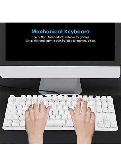 Buy Mechanical Game Backlit Keyboard Universal Portable Keyboard 87 Keys Wired For Game Office With Computer Accessory White in Saudi Arabia