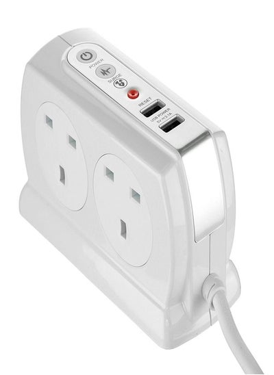 Buy High Gloss 4 Socket Compact Power Extension Cord 2 USB 4 M White in Saudi Arabia