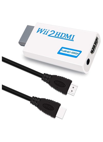 اشتري Wii to HDMI Converter, Wii to Hdmi Adapter 1080P with 5FT High Speed HDMI Cable Wii2 HDMI Adapter with 3.5mm Audio Jack And 1080p 720p HDMI Output Compatible with All Wii Display Modes (White) في السعودية